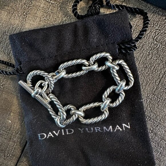 David Yurman Jewelry - Beautiful XS David Yurman 925 Silver women’s bracelet sapphire end tips on tog